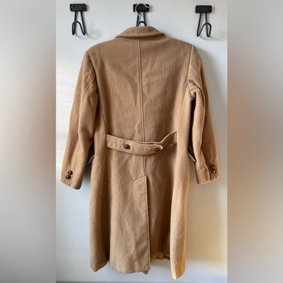 Gant, camel color wool mid-length fully lined designer trench coat vintage VGUC - Picture 4 of 12
